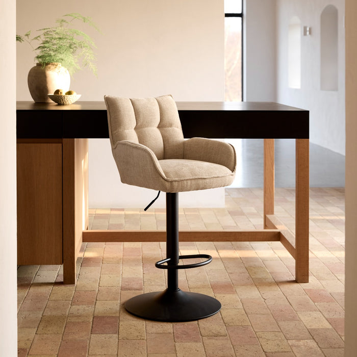 Giga Living - Barstoel Linnen Stof - Verstelbaar - Marilla - Set van 2