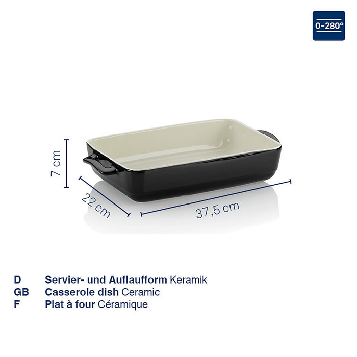 Ovenschaal Keramiek Zwart, 37.5 cm x 22 cm - Kela | Malin