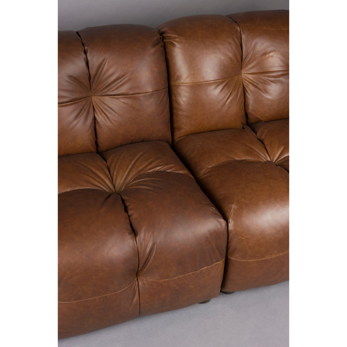 Dutchbone Hackman 4,5-zitsbank Leer Chocolade Bruin