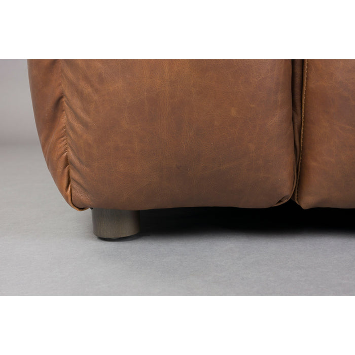 Dutchbone Hackman 4,5-zitsbank Leer Chocolade Bruin
