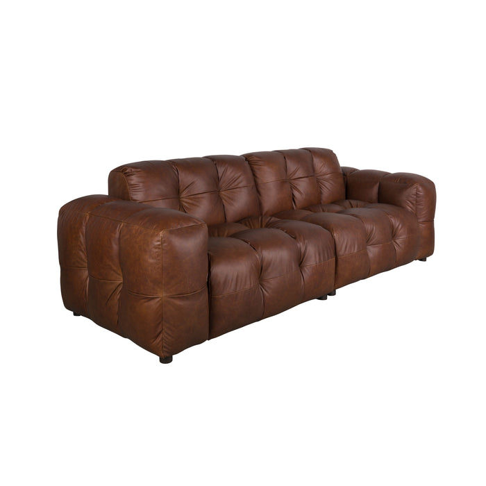 Dutchbone Hackman 3-zitsbank Leer Chocolade Bruin