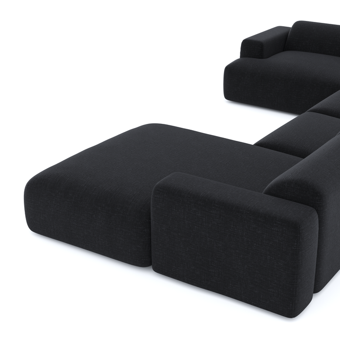 7-zits rechte panoramische bank in antraciet fluweelpatroon