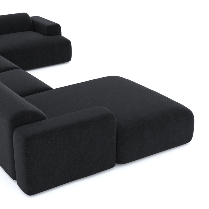 7-zits panoramische bank links in antracietkleurig fluweelpatroon