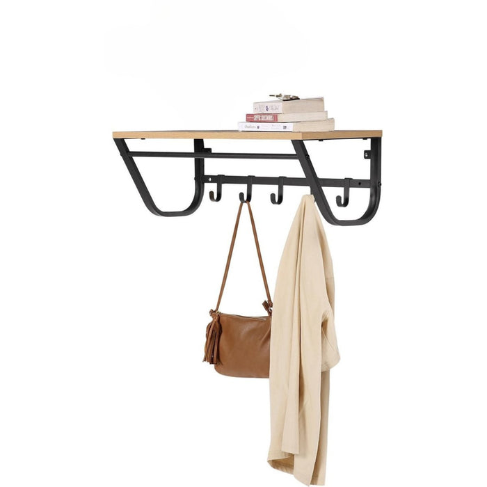 Kapstok voor de Muur of Wand - Wandkapstok met Haken in Lichte Eik Kleur - 60 cm Lang