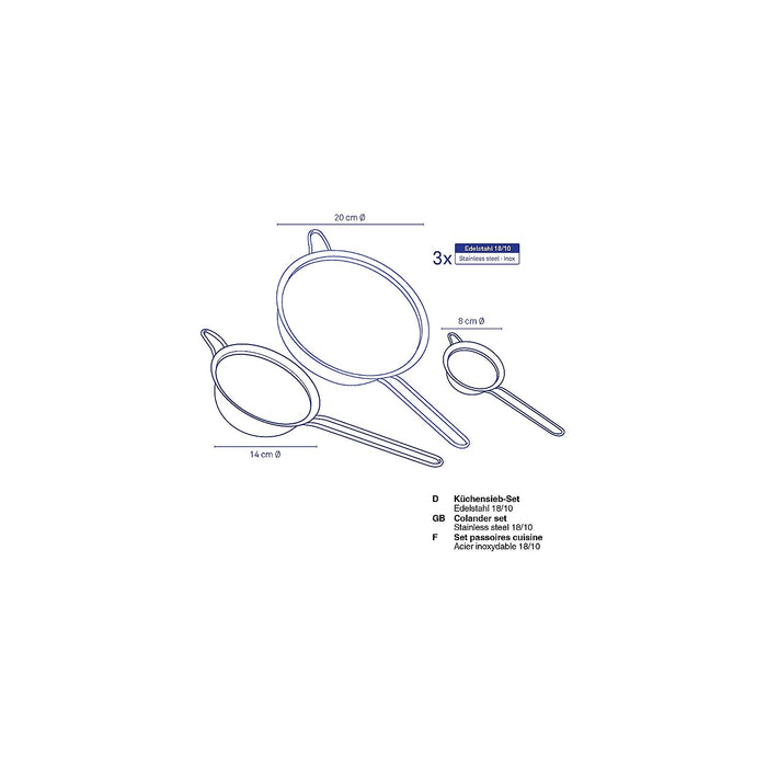 Keukenzeef, Set van 3 - 18|10 Staal - Kela | Profi