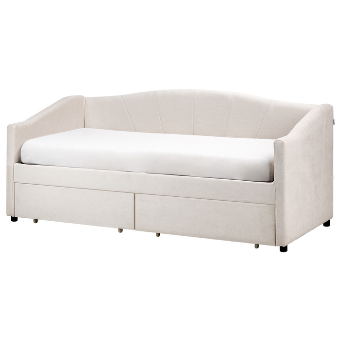 Beliani - VITTEL - Bed met opberger - Lichtbeige - Polyester