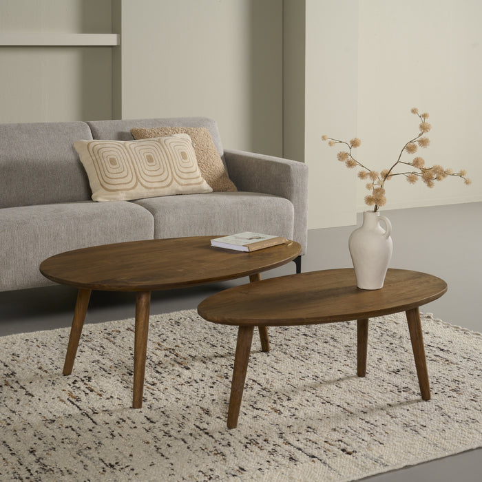 Salontafel (set Van 2) Ales Bruin|Hout - Mango|Hout - Naturel