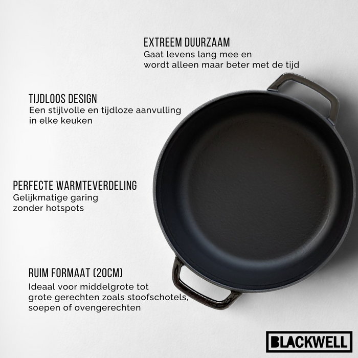 Blackwell Braadpan - Gietijzer - Zwart - ø 26 cm | 4.8 liter