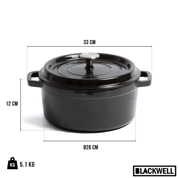 Blackwell Braadpan - Gietijzer - Zwart - ø 26 cm | 4.8 liter