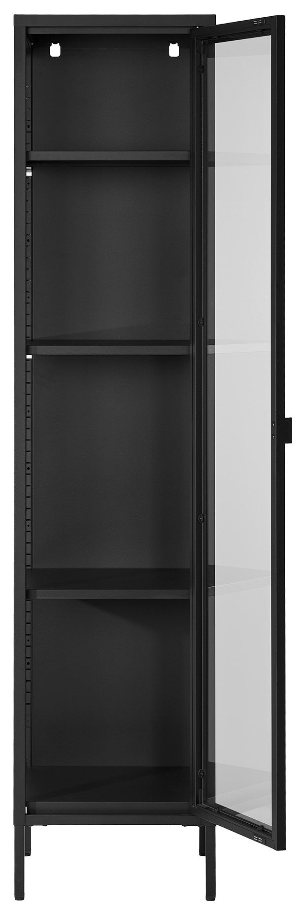 House Nordic Brisbane Zwart | Glas Vitrinekast Slim H180 cm