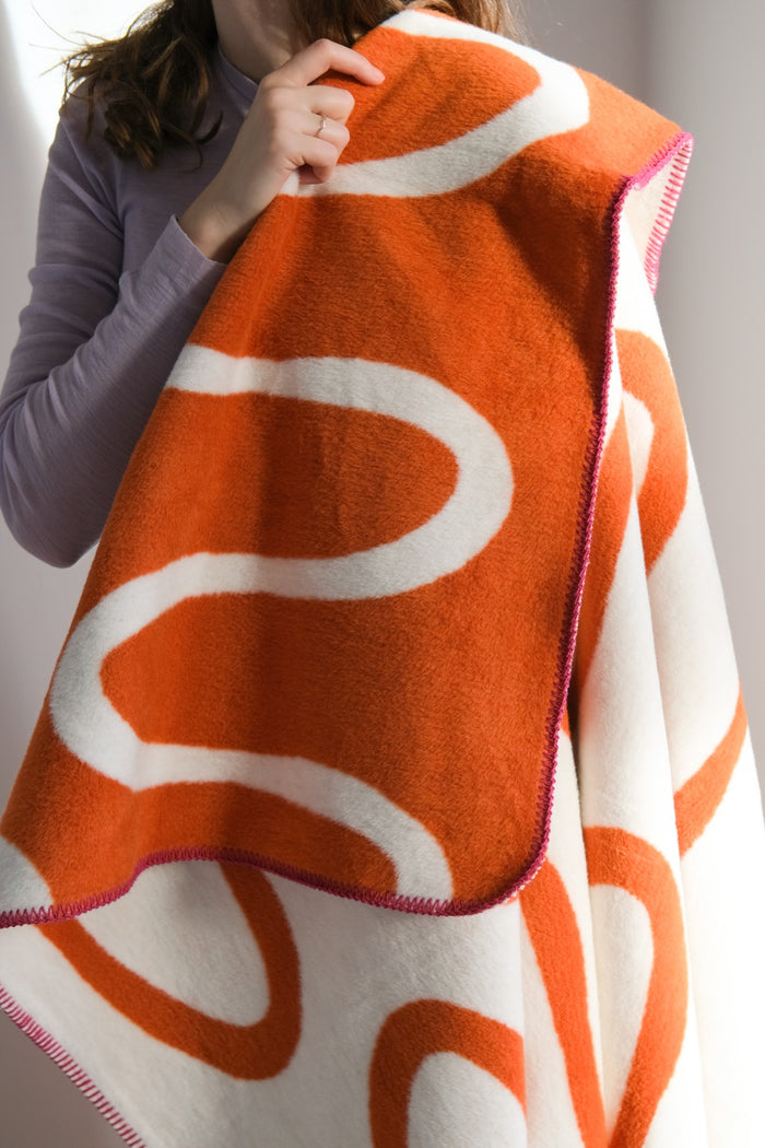 noo.ma SWIRL Katoenen deken - Terracotta