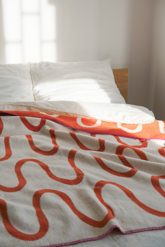 noo.ma SWIRL Katoenen deken - Terracotta