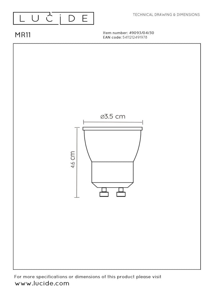 Lucide MR11 Led lamp - Zwart