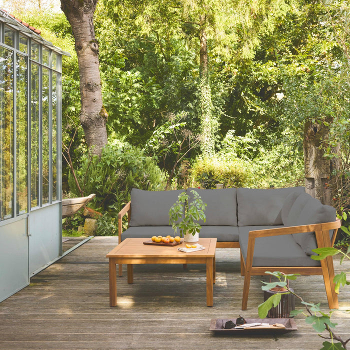 sweeek - Hoek tuinset van acacia voor 5 personen