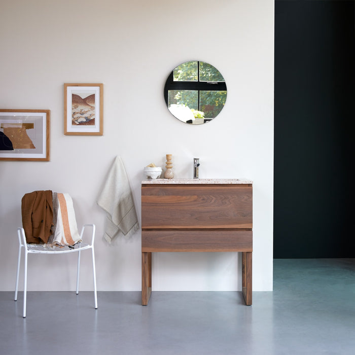 Tikamoon - Badkamermeubel van massief walnoothout en terrazzo Pink 80