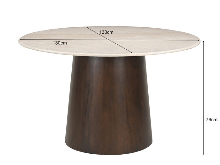 Livingfurn - Eettafel Ivoor Mangohout - 130x130x76cm - Bottecino