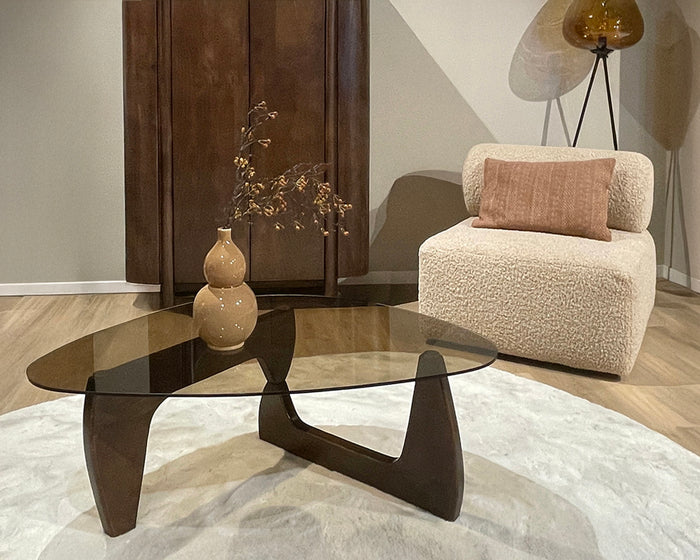 Livingfurn - Salontafel Bruin Glas - 110x70x40cm - Esmee