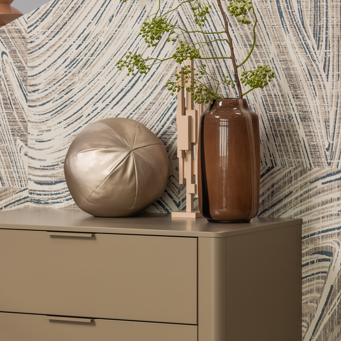 WOOOD Selena Vaas Met Streep - Glas - Bruin - 35x18x18