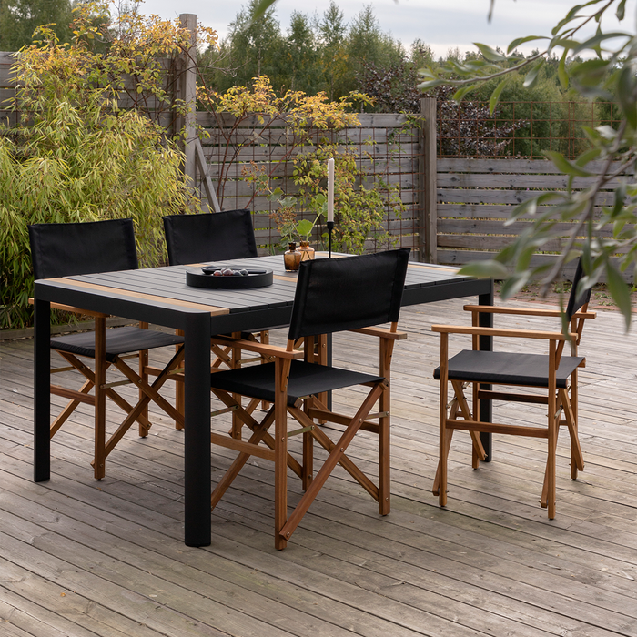 Nest outdoor Alba inklapbare houten tuinstoel zwart - met armleuningen