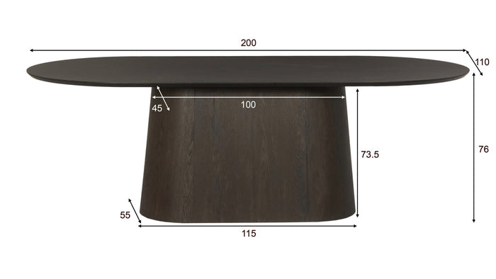 Livingfurn - Eettafel Donkerbruin Eikenfineer - 200x110x76cm - Tobago