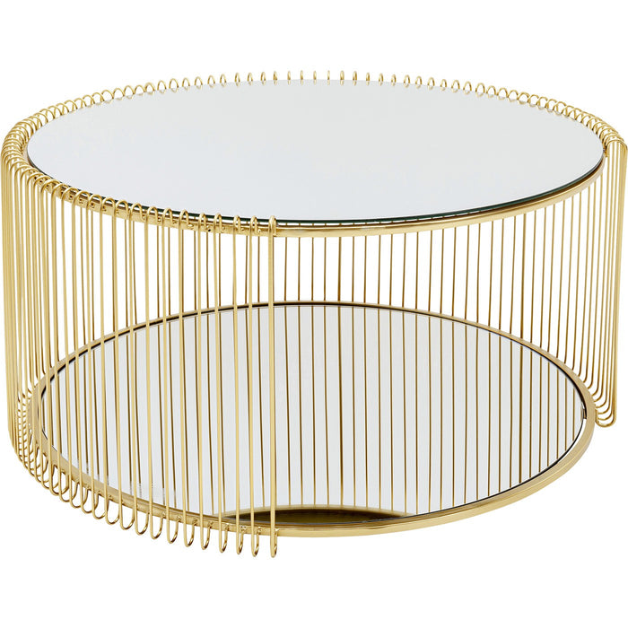 Kare Design Wire Double Salontafel - goud - Ø80cm