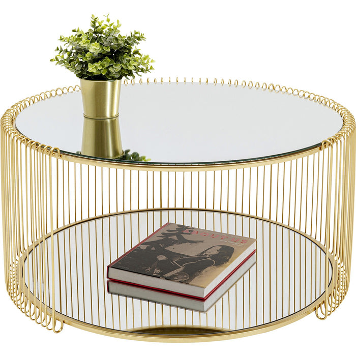 Kare Design Wire Double Salontafel - goud - Ø80cm