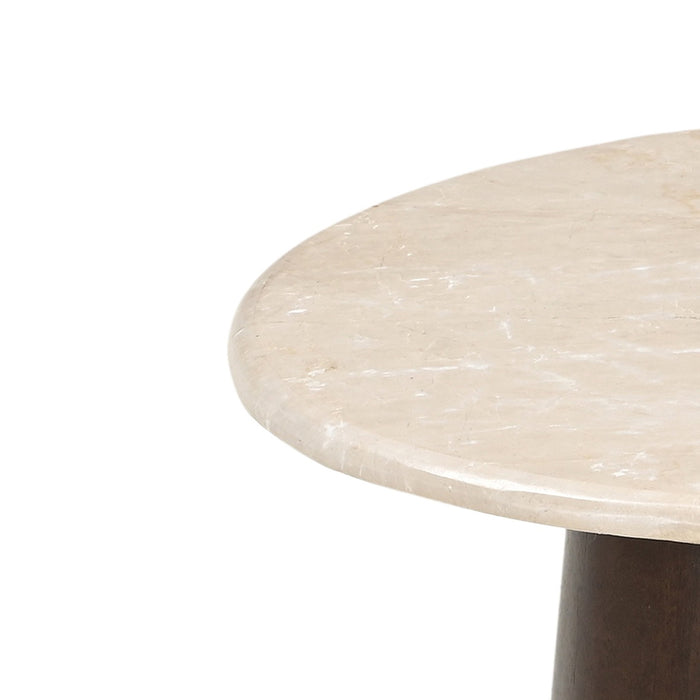 Livingfurn - Salontafel Beige Marmer - Rond - 45x45x50cm - Bottecino