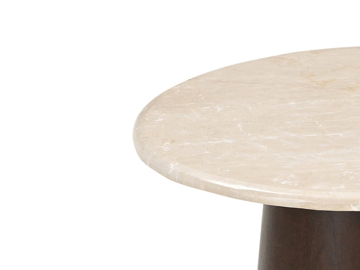 Livingfurn - Salontafel Beige Marmer - Rond - 45x45x50cm - Bottecino