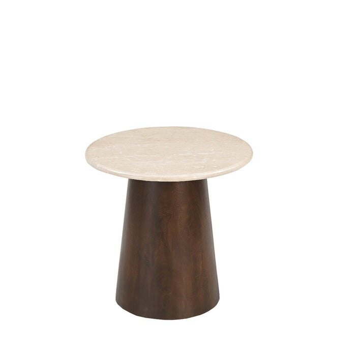 Livingfurn - Salontafel Beige Marmer - Rond - 45x45x50cm - Bottecino