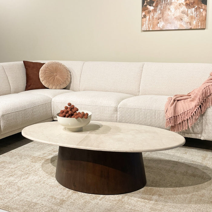 Livingfurn - Salontafel Beige Marmer - 120x65x36cm - Bottecino