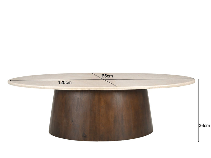 Livingfurn - Salontafel Beige Marmer - 120x65x36cm - Bottecino