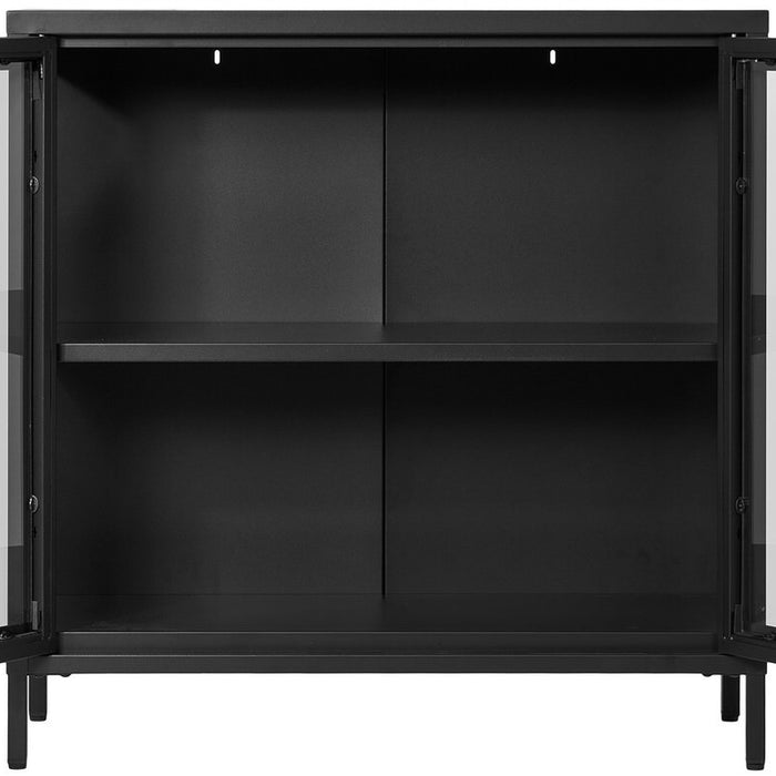 House Nordic Dalby Zwart | Glas Opbergkast 2-Deuren