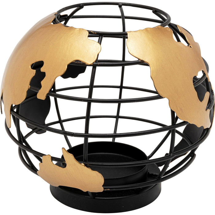 Kare Design Terra theelicht houder - zwart en goud - 13cm