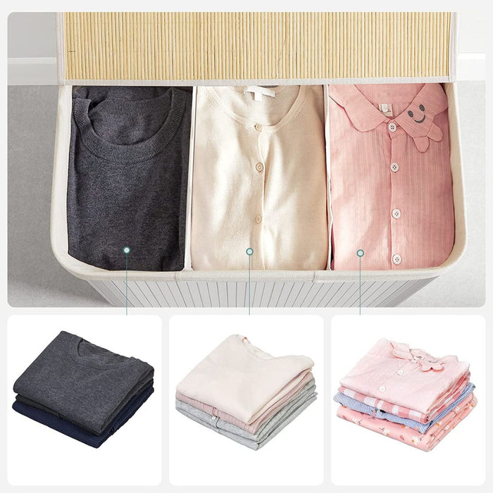 Calicosy - Wasmand van Bamboe met 3 compartimenten - B60 cm