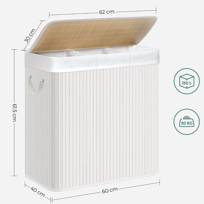 Calicosy - Wasmand van Bamboe met 3 compartimenten - B60 cm