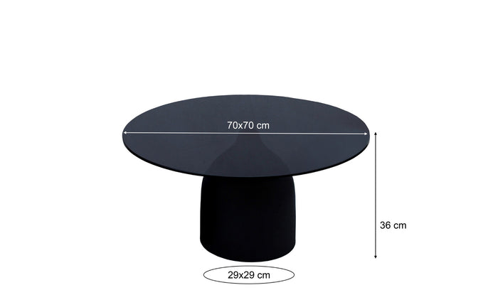 Livingfurn - Bijzettafel Zwart Glas - 70x70x36cm - Isa