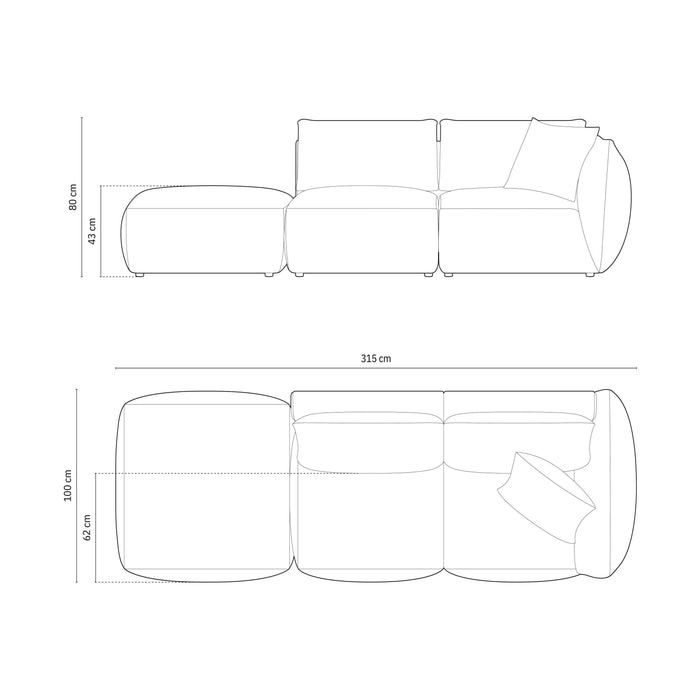 Micadoni Hoekbank Chris 3-zits links velvet