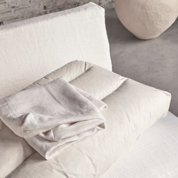 Tikamoon - Modulaire hoekbank in wit linnen met chaise longue Nils, 2-zit