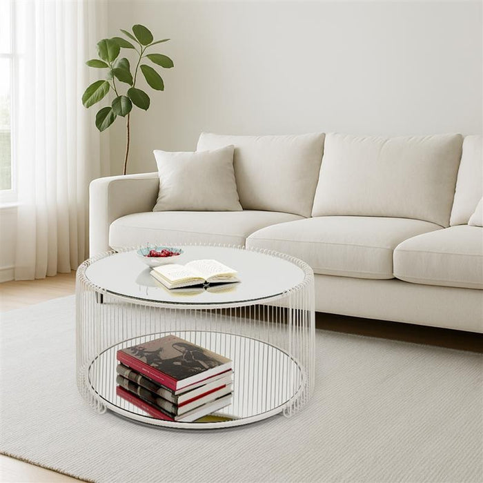 Kare Design Wire Double Salontafel - beige - Ø80cm
