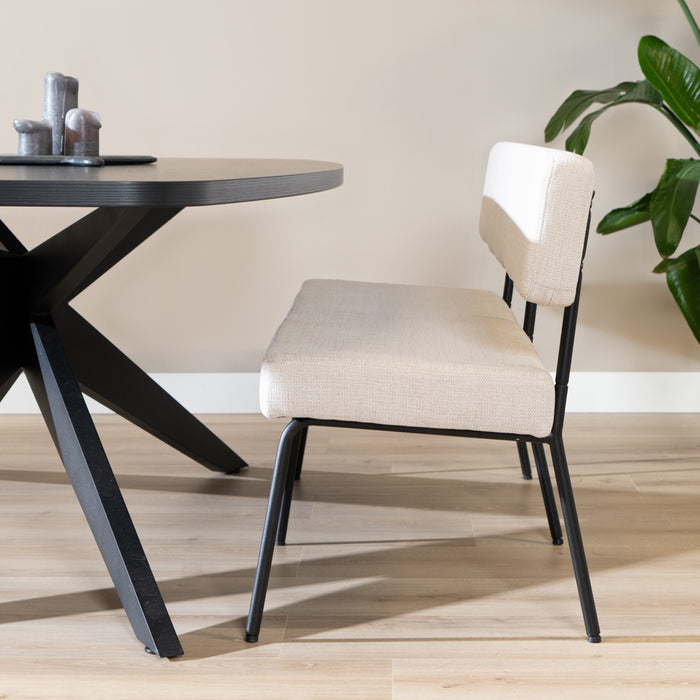 Bronx71 Scandinavische eetkamerbank Espen beige gerecyclede stof 160