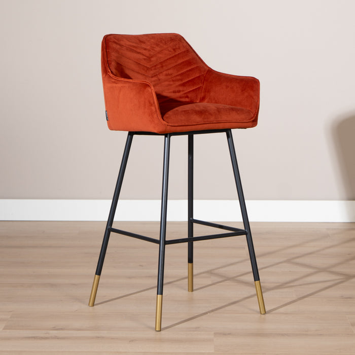 Bronx71 Velvet barkruk Fiona koper 65-78 cm