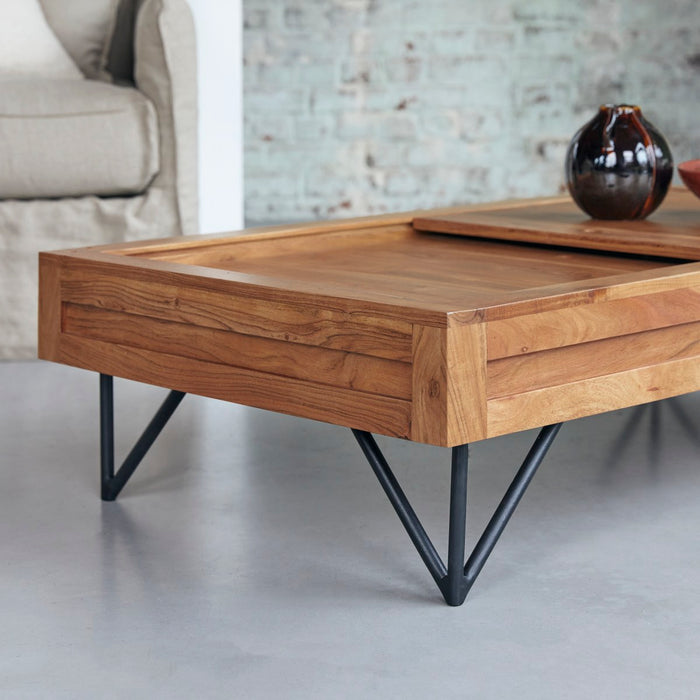 Tikamoon - Bonnie - Massieve acacia salontafel met opbergruimte