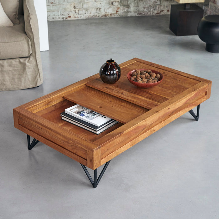 Tikamoon - Bonnie - Massieve acacia salontafel met opbergruimte