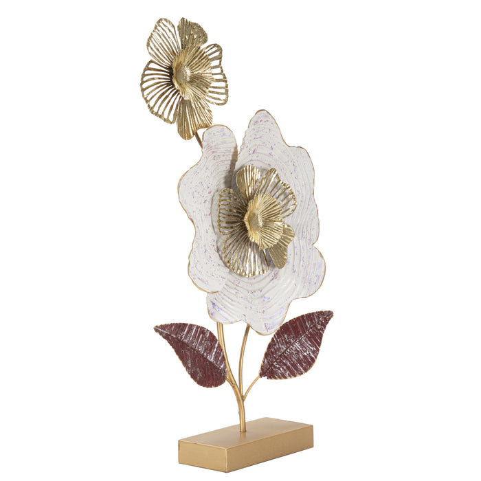 Lovi - Veelkleurige metalen bloemsculptuur met voet