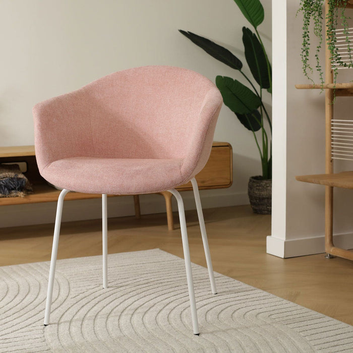 Nolon Nora-Otis Eetkamerstoel Zacht Roze - met Armleuning - Wit