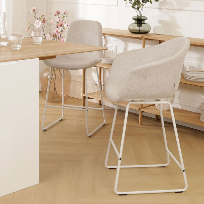 Nolon Nino-Otis Barkruk Beige - met Armleuning - Wit - 65 cm