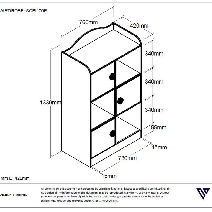 Vipack Autobed Boekenkast Racer - rood
