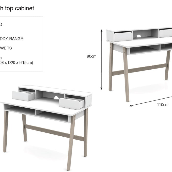 LUCEVI - Kiddy Bureau Met Opzet - Hout - Wit - 120x55x90cm
