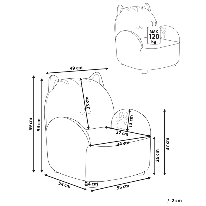 Beliani - ZOAR - Kinderfauteuil - Beige - Bouclé