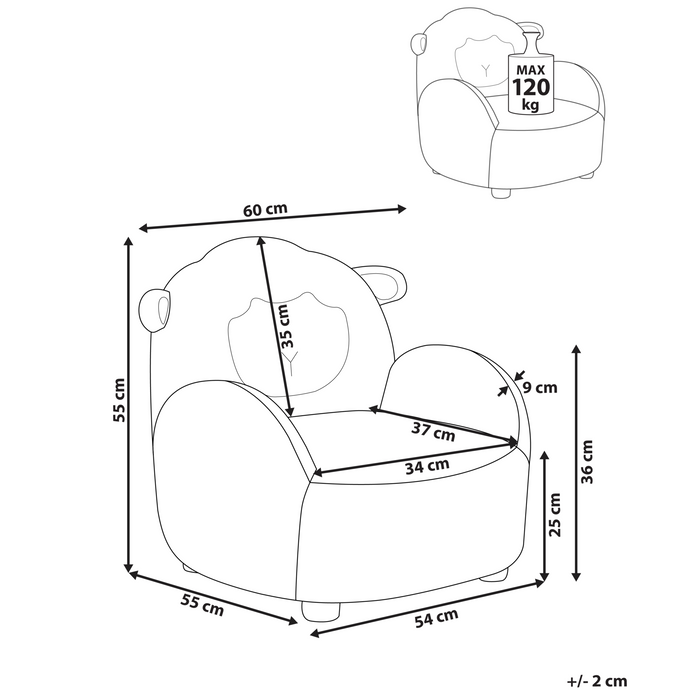 Beliani - ULA - Kinderfauteuil - Grijs - Bouclé